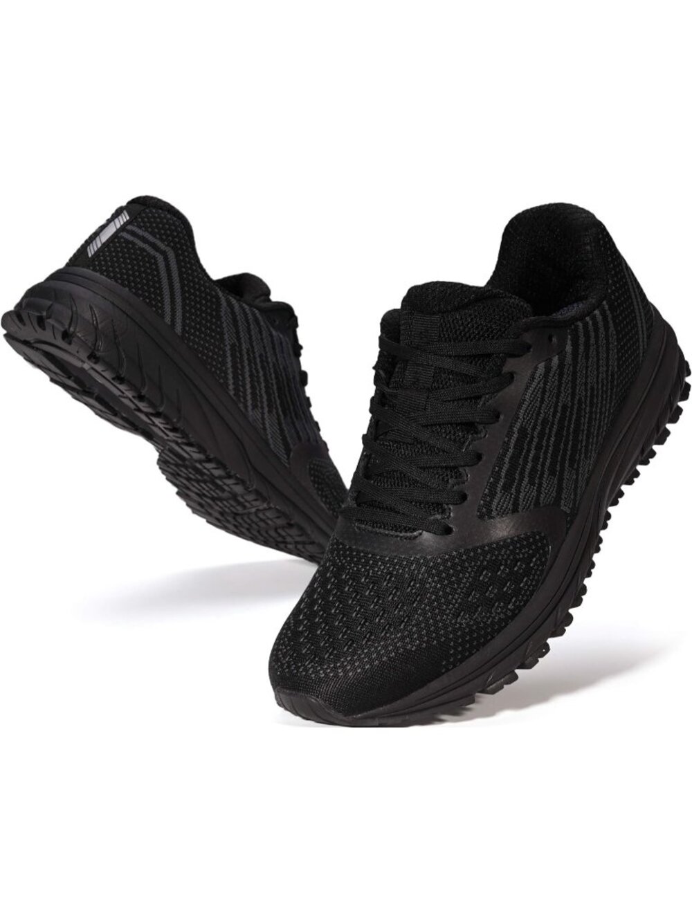 Joomra Men's All Black Closed Toe Cushioned Athletic Lace Up Sneakers Shoes